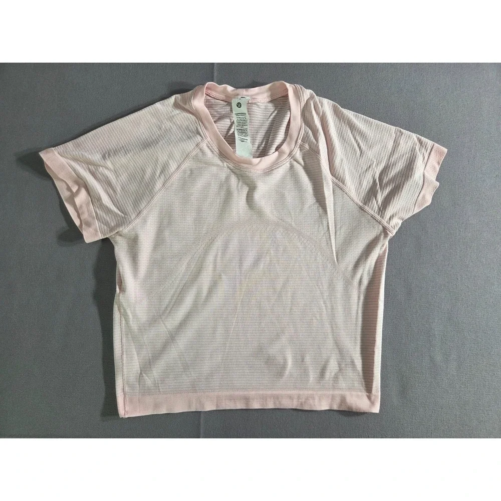 Lululemon Shirt Womens 6 Pink Cropped Stretch Performance Swiftly Tech 2.0 Gym